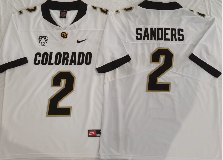 Men's Colorado Buffaloes Shedeur Sanders #2 White Jersey